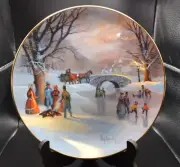 Plate, Collector, Holiday Skaters, 1987, Lloyd Garrison. Scenes of Christmas Pas