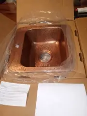 Monarch Abode 17092 Pure Copper Hand Hammered Baxter Bar Prep Kitchen Sink 15”