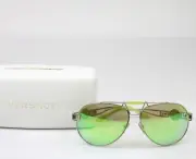 Versace Lime Green Mirrored Metal Aviator Sunglasses 2160 1358/8N