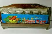 Vintage Decorative Wooden Spice Rack W 6 Apothecary Glass Jars & Spice Labels