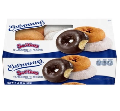 New Entenmann's SOFTEE’S Assorted Frosted Chocolate Creme Mini Donuts 1lb