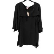 New Chico’s Travels Classic Capelet Tunic Plus Size 2X 12-14 Black Stretchy