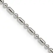 16 Inch Sterling Silver 2mm Fancy Beaded Chain