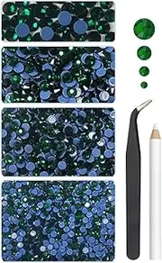 Hotfix Rhinestones bulk Flatback Emerald Green Crystal Rhinestones for Crafts Clothes SS10-SS30 Hot Fix K9 Glass Round Crystals Gems w Picking Pen for Crafting Shoes Clothing Bag DIY Decoration