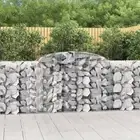 Gabion Baskets Arched Retaining Walls Mesh Cage 4 pcs Galvanised Iron vidaXL