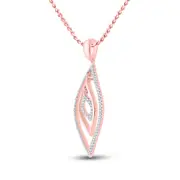 10k Rose Gold Round Diamond Triple Nested Oval Outline Pendant 1/4 Cttw