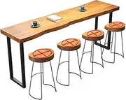 YVYKFZD Solid Wood Bar Table, Rectangle Bar Height Table, Narrow Dining Table with Metal Trestle Base, Farmhouse Breakfast Table Bistro Table, Table Only(120x45x105cm/47.2"x17.7"x41.3")