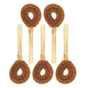 5 Pcs Pot Brush Wooden Handle Work Kitchen Scrub with Dish Scrubber