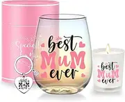 Mothers Day Gifts for Mum Personalised Mom Stemless Wine Glass Present for Best Mum Ever Christmas Birthday Gift Valentines Gifts for Mummy to Be Gift Mother of The Bride Present