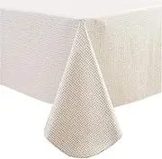 Vinyl Tablecloth with Flannel Backed Waterproof Oil-Proof PVC Table Cloth Wipeable Spill-Proof Plastic Table Cover for Indoor and Outdoor(Weave, 60 x 102 Inch Rectangle)