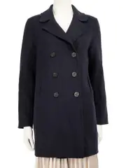 Navy Double Breasted Wool Coat