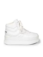 White Leather High Top Platform Trainers