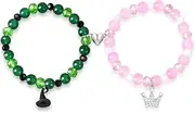 [CKCSHI] 1 Pair Of Evil Bracelets, Friendship Bracelet, Long Distance Bracelets, Wicked Gifts, Rhinestone Matching Bracelet Suitable for Valentine's Day, Anniversary Day, ONE, NO, No Gemstone