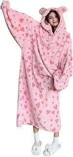 [MEOKIM] Hoodies, plush cartoon warm sleepwear, Kawaii cute pattern sleepwear, women's pullover bathrobe