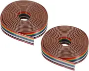 uxcell 2 Pcs 12 Pin Flat Rainbow Ribbon Cable 9.84FT 1.27mm Pitch Breadboard Jumper Wires for Electronic Projects