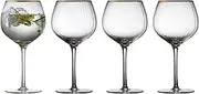 Lyngby Glass Palermo Gold 12061 Gin Tonic Drinking Glasses, Glass Tumbler Set of 4, 22.0 fl oz (650 ml)