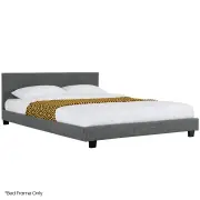 KINGSTON SLUMBER King Size Bed Frame, Upholstered Fabric Base with Headboard, Grey