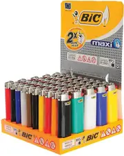50x BIC Maxi Lighters Various Colour Box J26