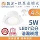 【DanceLight 舞光】4入 5W 崁孔7公分 LED廣角浩瀚崁燈 廣角基礎照明(白光/自然光/黃光)