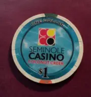 Seminole Casino Coconut Creek Flordia One Dollar Poker Chip AUCT#11360