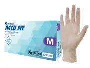 100pcs Medicom Accu Fit Clear Vinyl Powdered Gloves 4.0g - Medium