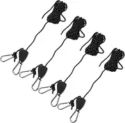 Totority Camping Tent Guy Ropes Set 4pcs Heavy Duty Anti-Slip Pulley Ropes Elastic Bungee Cords Carabiner for Tarp and Outdoor Use