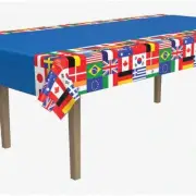 Globe Trotter Tablecover: Vibrant 54 x 108 Plastic Table Cloth, Wanderlust Decor