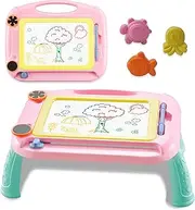 PELOSTA Magnetic Drawing Board Toy for Kids,Magna Erasable Doodle Board for 3-6 Year Old Boys Girls,Top Toys for Travel,Educational Learning Toys for 3 4 5 Year Old Toddlers Gifts(Pink)