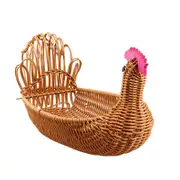 Catzon Household Rattan Basket Turkey Shaped Fruit Storage Container