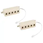 Phone Jack Splitter 6P4C 5 Way Socket with Telephone Extension Cord 2 Pack