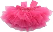 FOYTOKI Newborn Girls Tutu Skirt Flower Headband Set Photo Props Satin Elastic Waistband Size l Pink