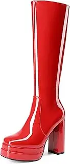 [DREAM PAIRS] Women's Platform Heeled Knee High Boots, Long Chunky Tall Gogo Boots for Fall