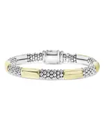 Lagos 18K Yellow Gold & Sterling Silver High Bar Station Bangle Bracelet