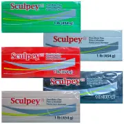 Sculpey III Oven Bake Polymer Clay - Large 454gm Blocks - Black, White or Beige