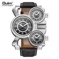 在飛比找蝦皮購物優惠-Oulm HP1167 男士手錶時尚熱銷石英多時區真皮