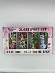 THE POWERPUFF GIRLS Christmas GLASSWARE SET OF FOUR 10 oz Each Cartoon Network