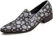 [Generic] Oxford for Men Formal Shoes Slip On StyleGenuine Leather Embossed Pointed Toe Low Top Breathable Flats Block Heel