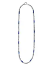 Lagos Blue Caviar Silver Station Ceramic Beaded Necklace, 18