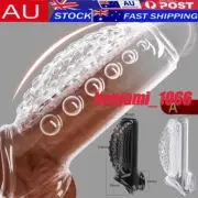 Male Reusable Condom-Men-Penis-Extender-Enlarger Sleeve Bigger Girth Enhancer.