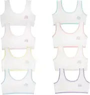 [Phedrew] 8 Pack Girls' Cotton Stretch Sports Bra Cropped Cami Tank Top for Girl