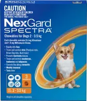 , Flea, Tick & Worming Monthly Chew, Spectra, Dog, 2-3.5Kg, 3Pk