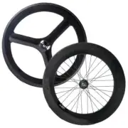 700C Fixed Gear Road Bike Full Carbon Front 3 Spokes Wheel Rear 88mm Wheelset