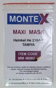1/48 Tamiya He 219A-7 Uhu Natl Markings, Canopy & Wheels Mask / Montex MM48083