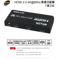 在飛比找Yahoo!奇摩拍賣優惠-含稅附發票【伽利略】HDMI 2.0 4K@60Hz 1進2