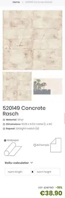 (LOT Of 4) Rasch Concrete - Pho Brick Wallpaper 520149