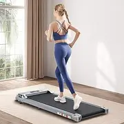 [Black Lord] Electric Walking Pad Treadmill 2.2HP Under Desk Fitness Equipment, Jogging Running Walk Exercise Machine Bluetooth APP Remote Control, Cardio Trainer for Home Gym Office Indoor, Silver