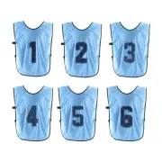 Soccer Training Vest 27" Numbered Sports Pinnies Light Blue, 6 Pack