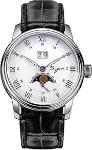 [Sugess] S437.01 Big Date MoonPhase Master Seagull ST2528 Movement Sapphire Crystal Men's Automatic Mechanical Watch 1963, Silver, 41mm, Classic