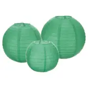 6Pcs 6"8"12" Dark Green Paper Lanterns Decorative Round Hanging Ball Lantern