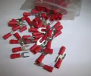 (25) Wire Spade Fork Connector Red Vinyl Terminal #8 Car Audio Speaker Amp New